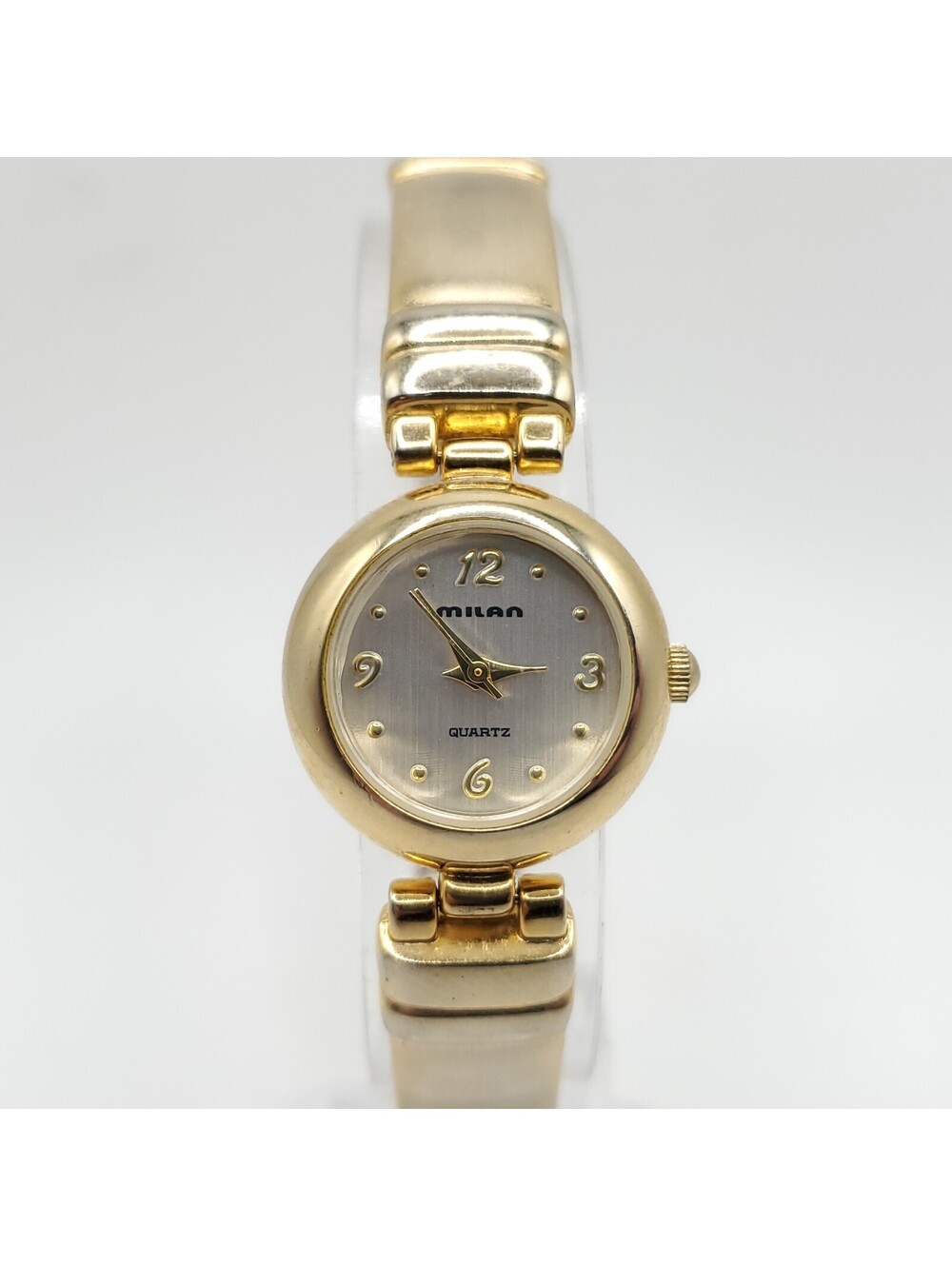 Milan Quartz Womens Watch 22mm Gold Tone Stretch Band New Battery